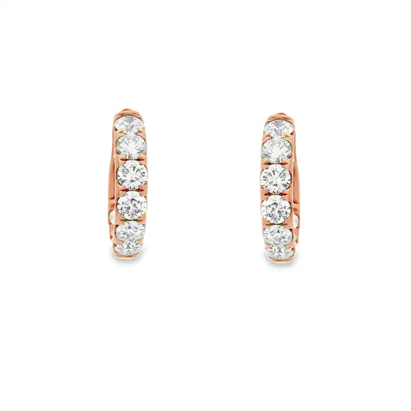 18K Gold Diamond Huggies Earrings - 0.6 inch