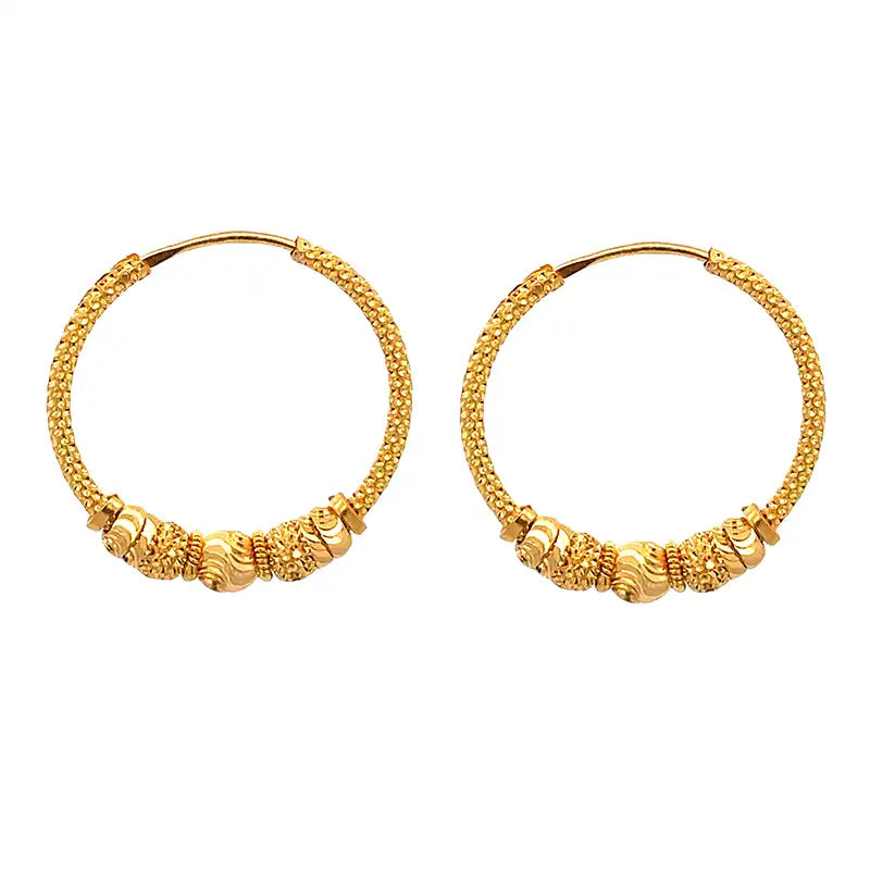 22K Yellow Gold Hoop Earrings - Diameter 25 mm