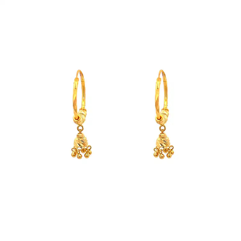 22K Gold Hoops with Jhumka
