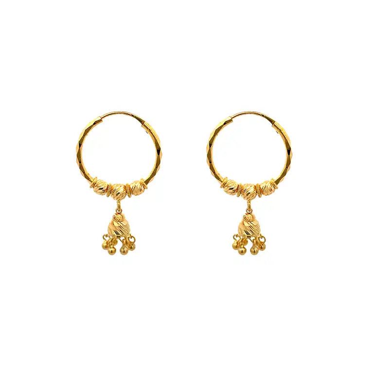 22K Gold Hoops with Jhumka