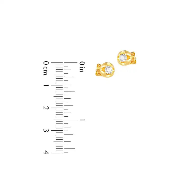 18K Yellow Gold Diamond Simple Stud Earrings