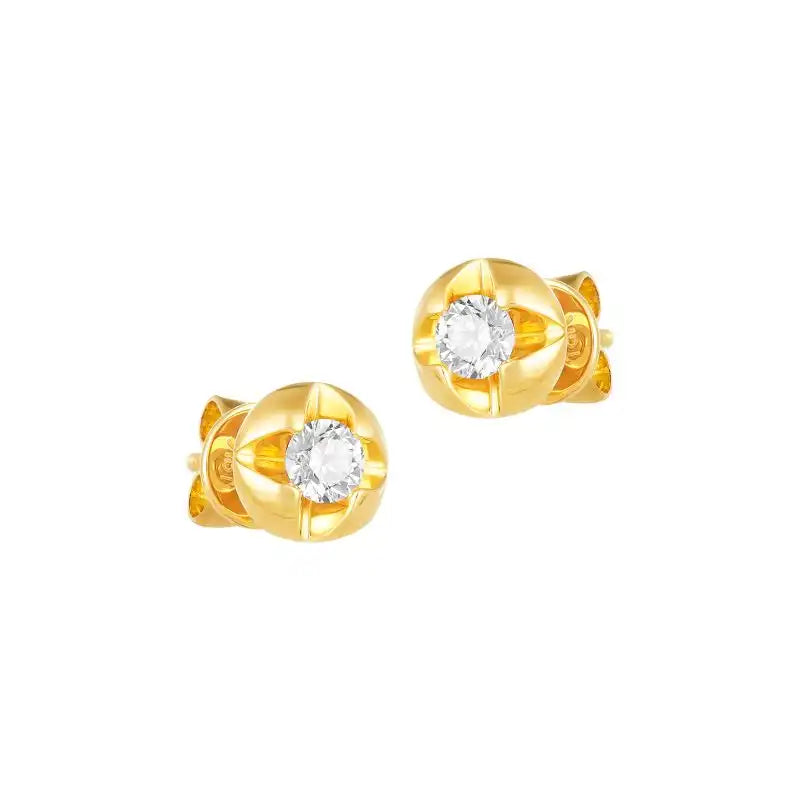 18K Yellow Gold Diamond Simple Stud Earrings
