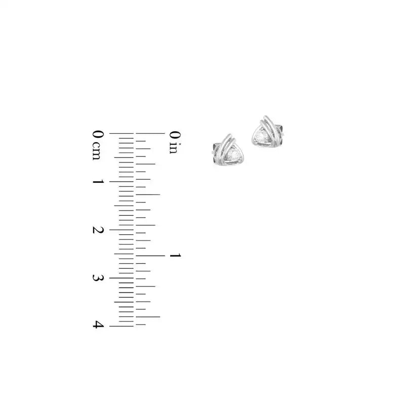 18K White Gold Diamond Triangle Simple Stud Earrings