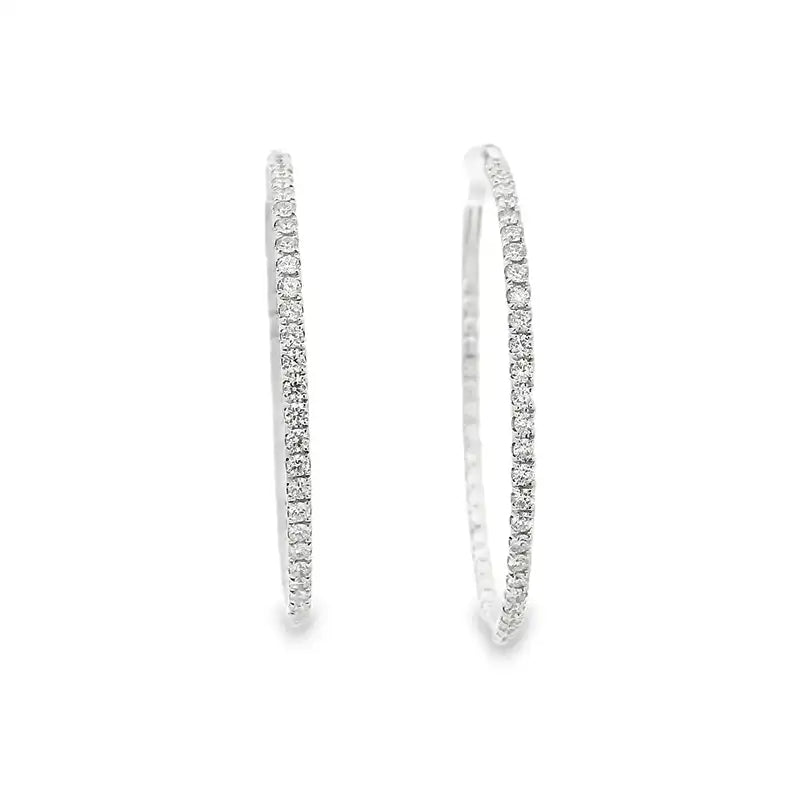 18K Gold Diamond Hoop Earrings