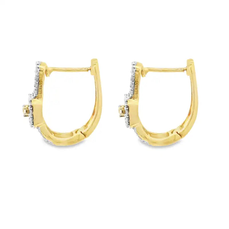 18K Gold Diamond Huggie Earrings 0.60 inch
