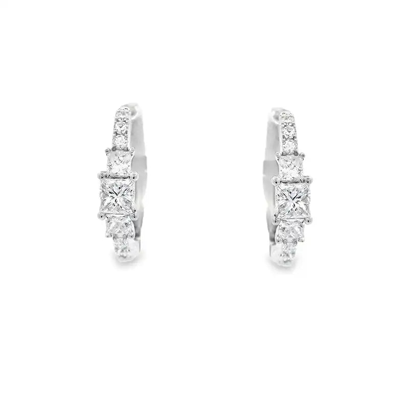 18K White Gold Diamond Huggies Earrings