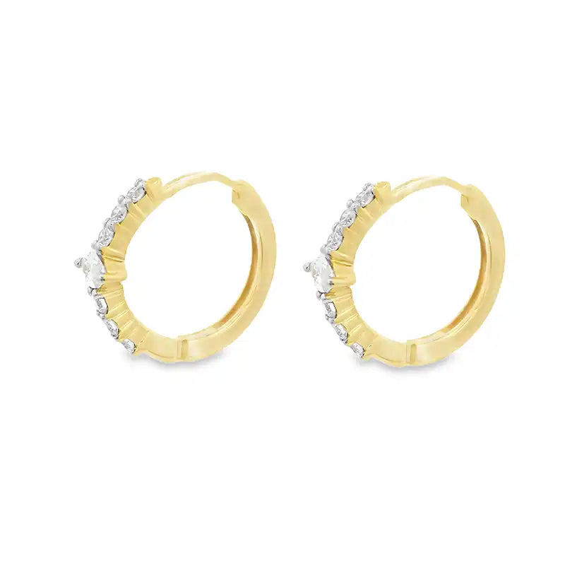18K Yellow Gold Diamond Huggies Earrings