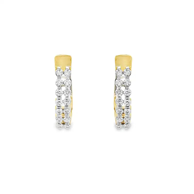 18K Gold Diamond Earrings - 0.60 inch