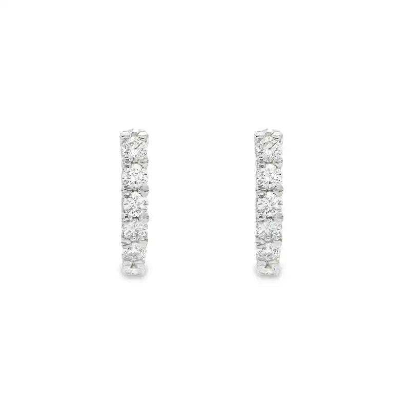 18K Gold Diamond Huggie Earrings - 0.6 inch