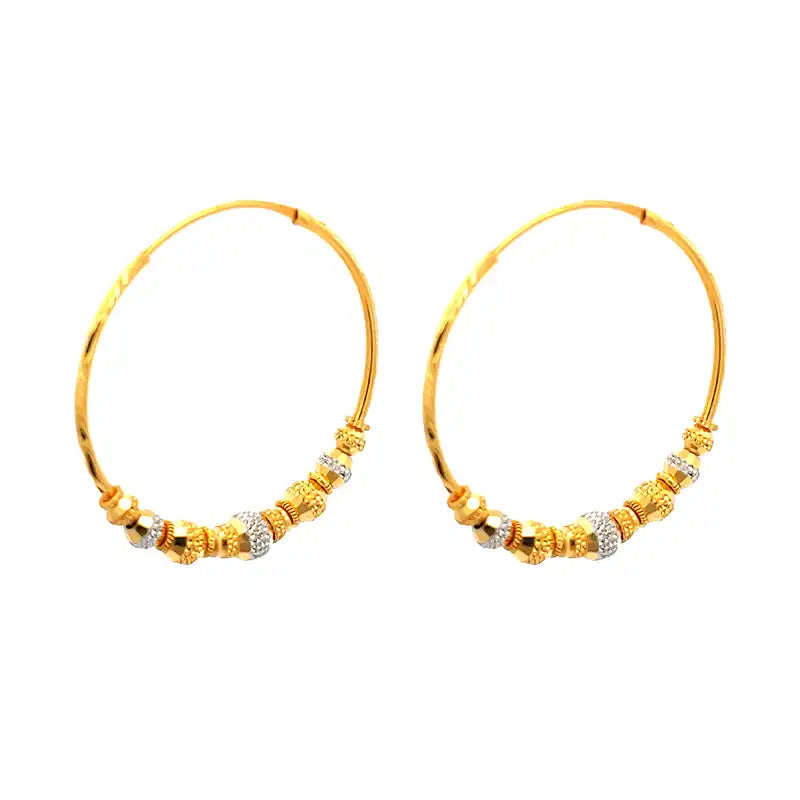 22K Two tone Gold Hoop Earrings