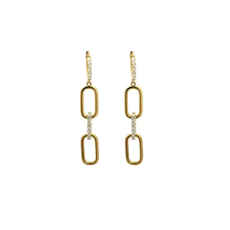 18K Gold Diamond Hanging Earrings