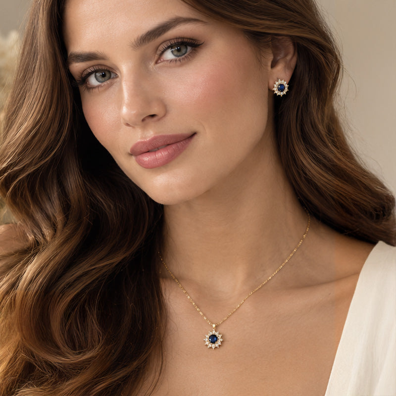 Floral Sapphire Diamond Pendant Set in 18K Gold