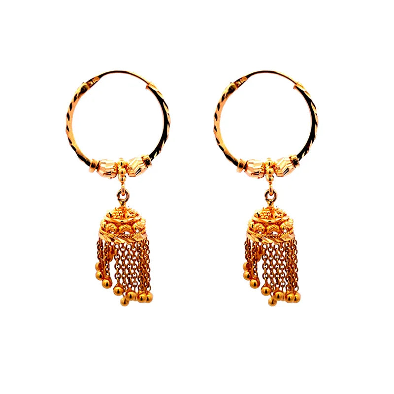 22K Gold Hoop Earrings with Jhumka