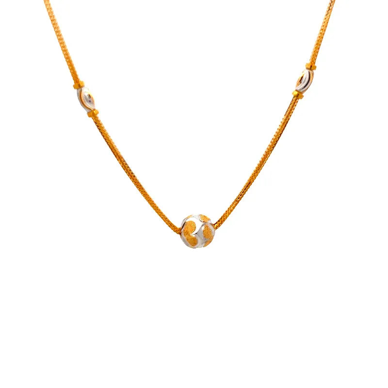 Elegant 22k two tone gold fancy chain with intricate design for versatile wear