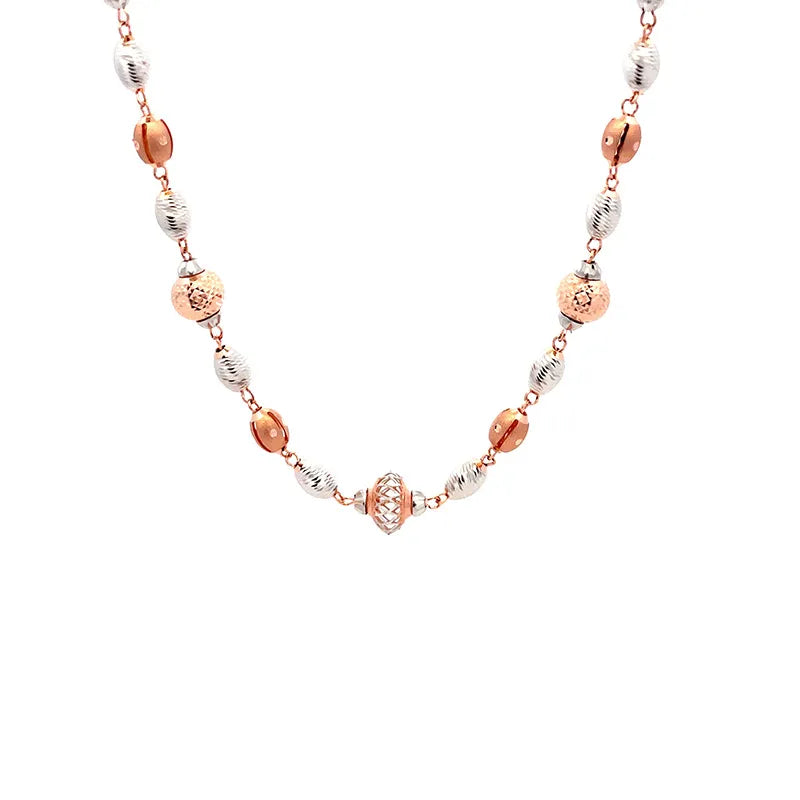 Two-Tone Textured Beaded Necklace in 18K Rose Gold