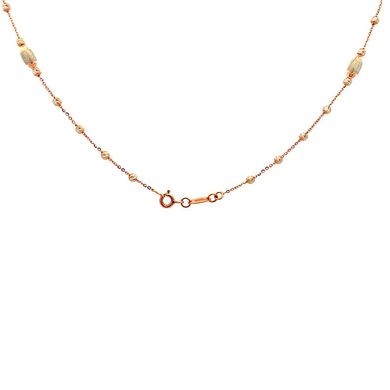 Textured Barrel Bead Station Necklace in 18K Rose Gold