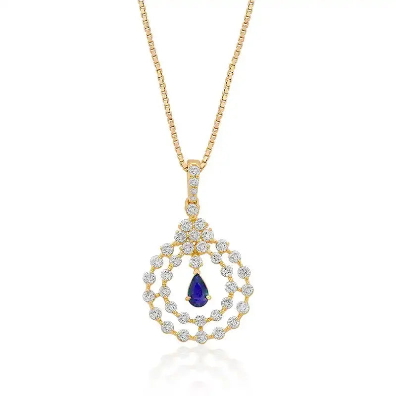 Contemporary Royalty Gemstone studded Diamond Pendant Set