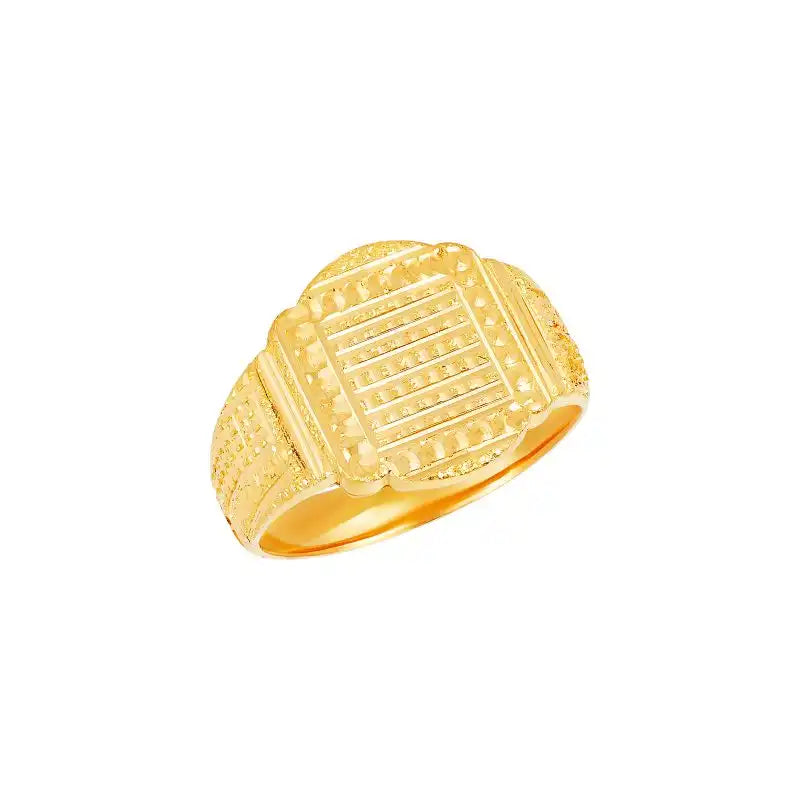 22k Yellow Gold Dotted Signet Ring Size 9.50