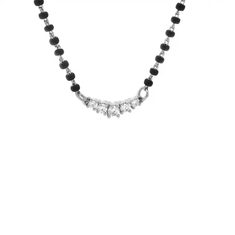 Elegant 18K White Gold Diamond Mangalsutra Necklace for Timeless Appeal