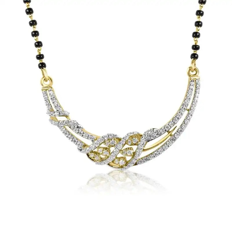 Elegant 18K Two Tone Gold Diamond Mangalsutra Necklace Set for Women