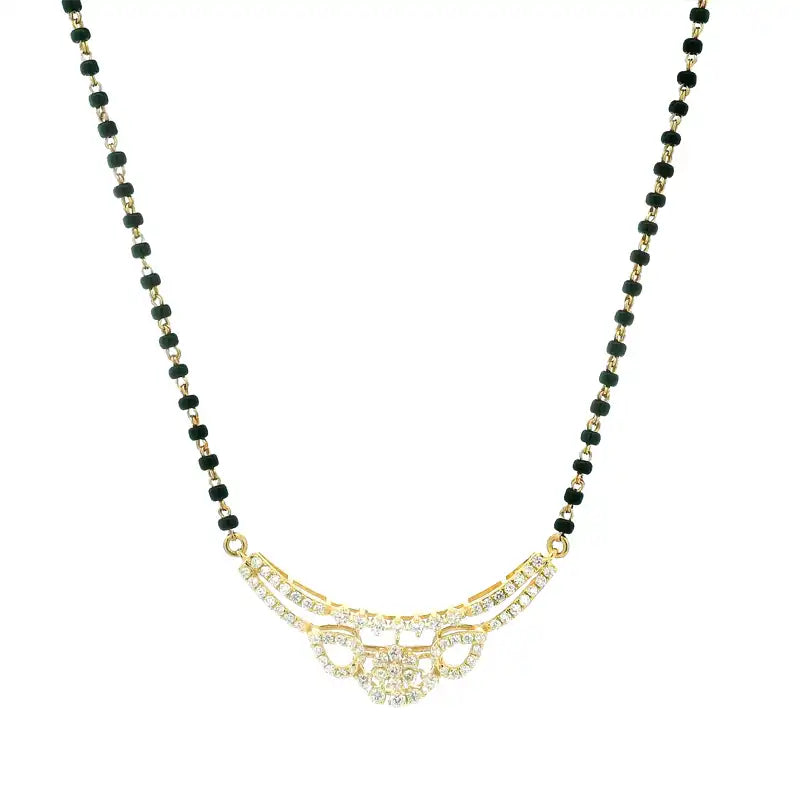 Elegant 18K Yellow Gold Mangalsutra Necklace with a Sparkling Diamond Pendant