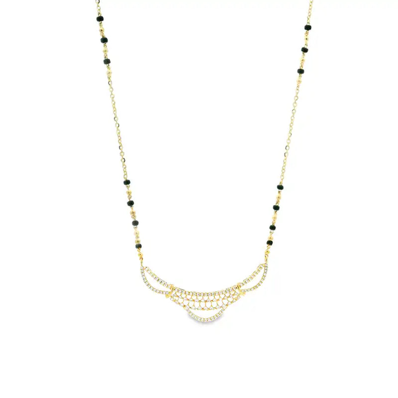 Elegant 18K Yellow Gold Diamond Mangalsutra Necklace for a Beautiful Touch