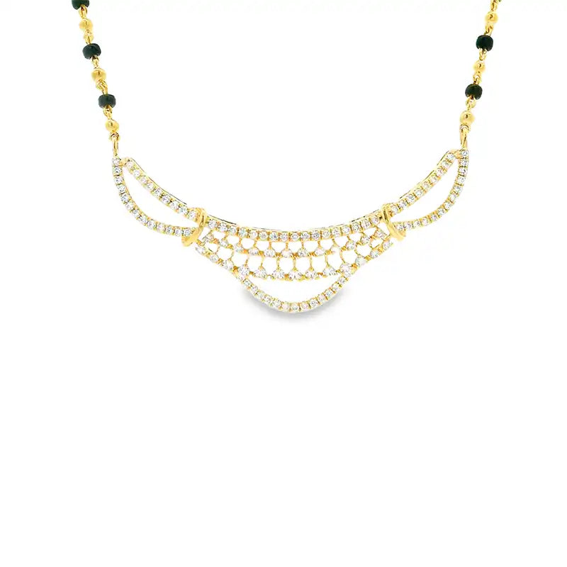 Elegant 18K Yellow Gold Diamond Mangalsutra Necklace for a Beautiful Touch