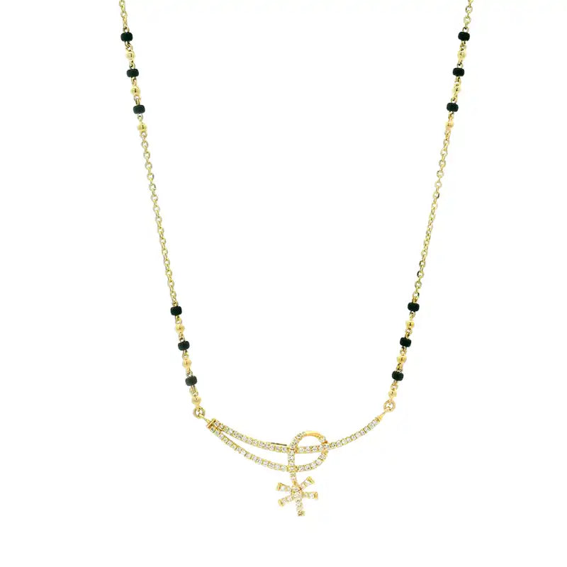 18K Yellow Gold Diamond Mangalsutra Necklace for Elegant Everyday Wear