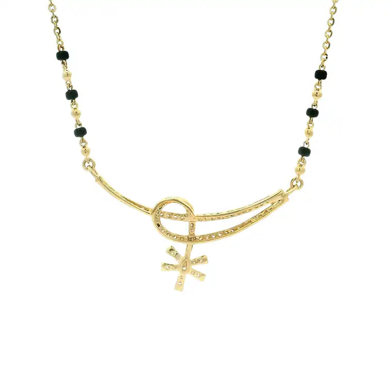 18K Yellow Gold Diamond Mangalsutra Necklace for Elegant Everyday Wear