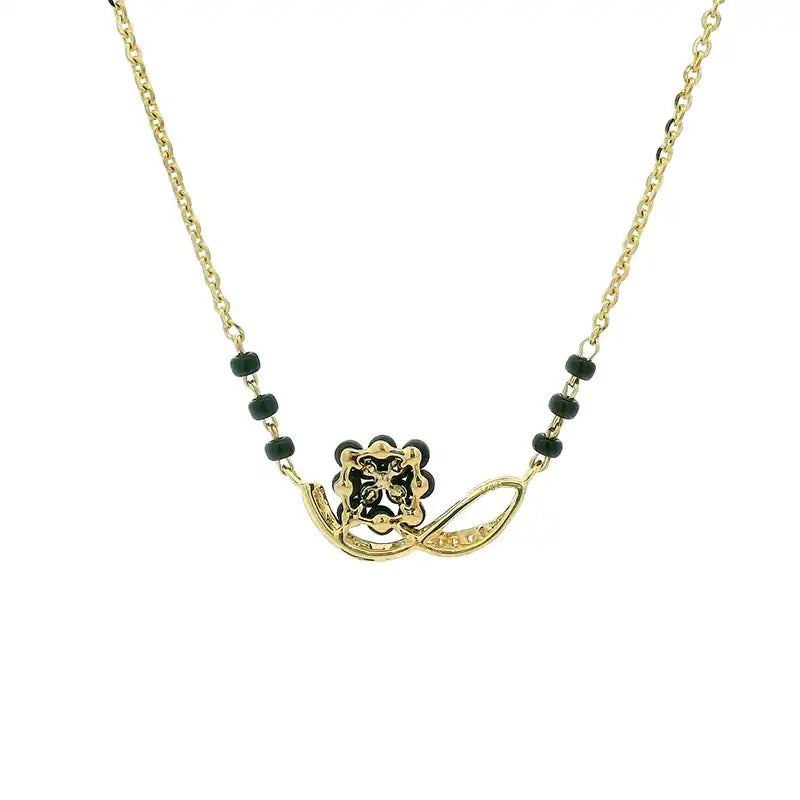 Elegant Gold Diamond and black bead Necklace for Casual wear