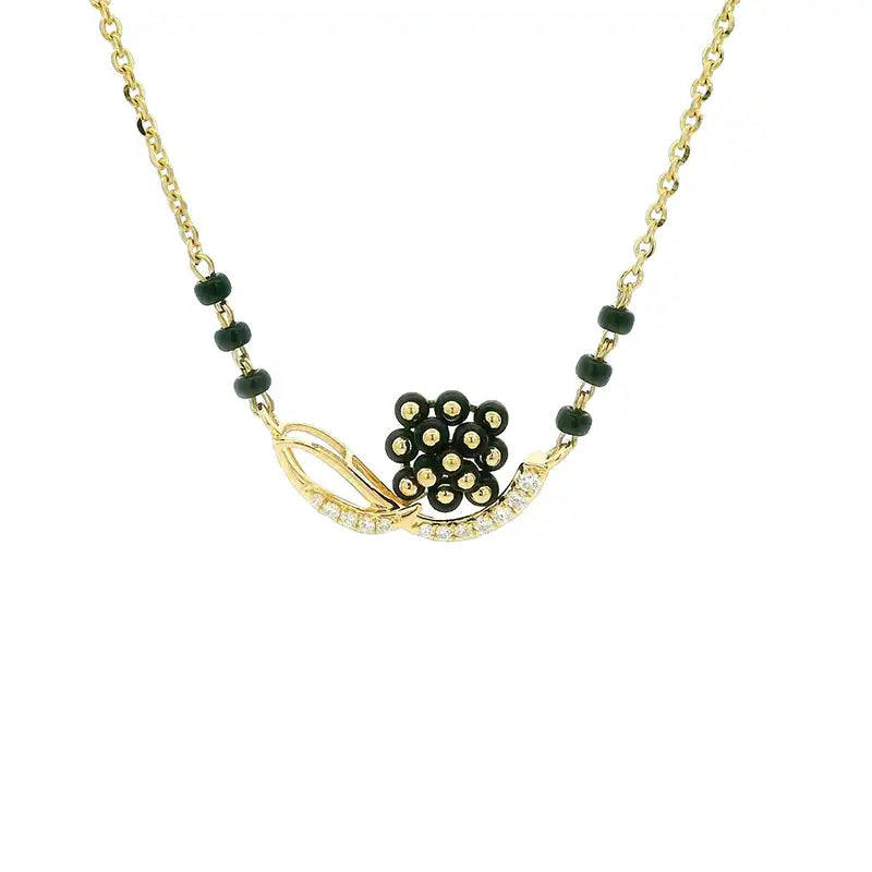 Elegant Gold Diamond and black bead Necklace for Casual wear