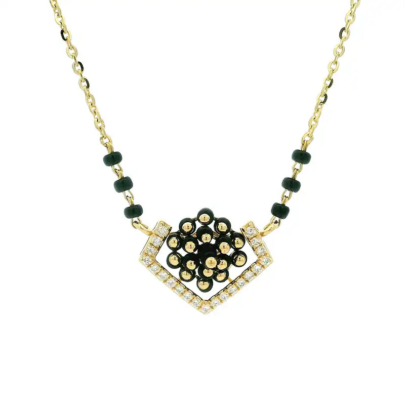 Charming 18K Yellow Gold Diamond Mangalsutra Necklace for Everyday Sophistication