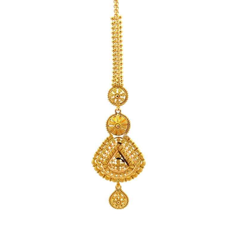 Elegant 22K Yellow Gold Maang Tikka for Women Beautiful Traditional Ethnic Jewelry