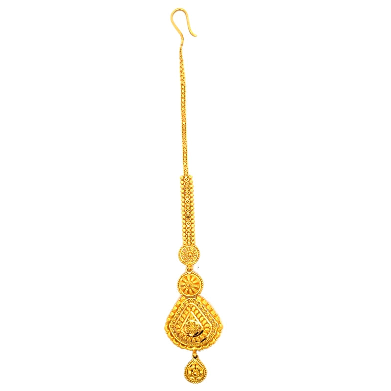 Elegant 22K Yellow Gold Maang Tikka for Women Beautiful Traditional Ethnic Jewelry