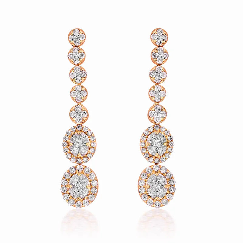 Angelic, Intricate Diamond Necklace & Earrings in Rose gold