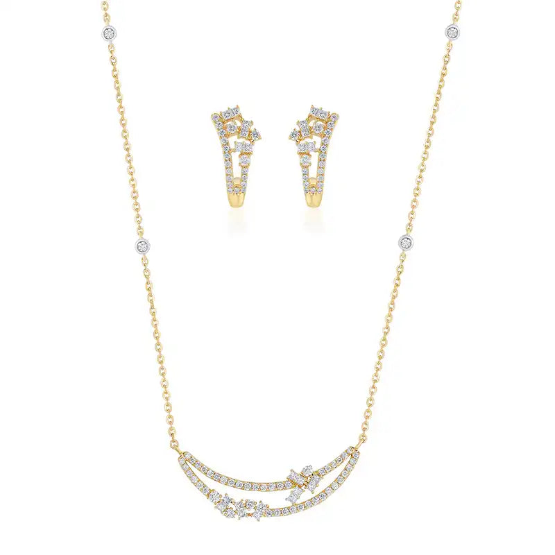 Delicate 18K Gold Diamond Pendant Set