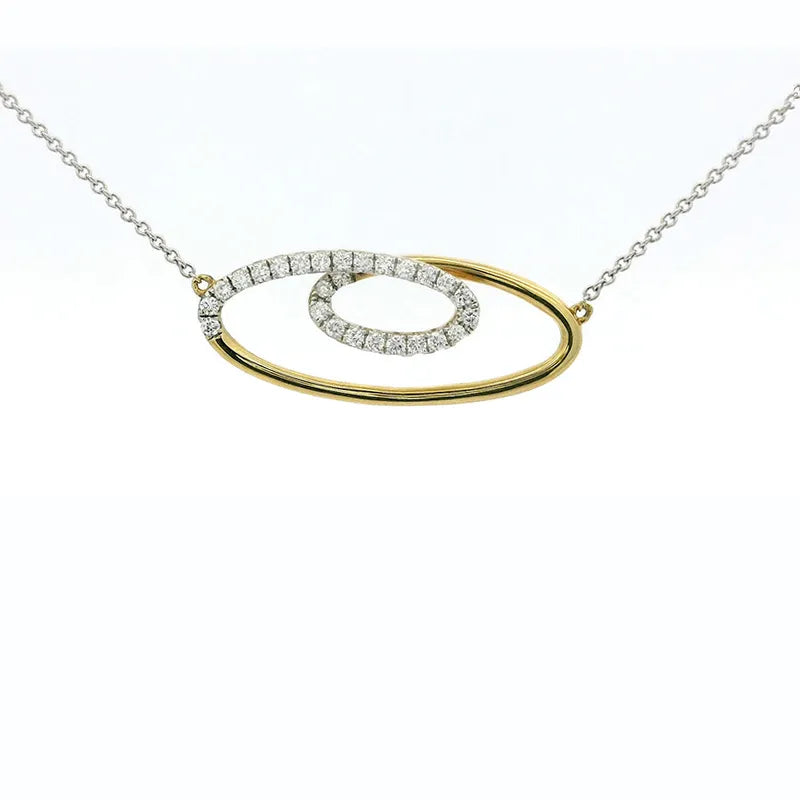 Oval pendant necklace in 18K yellow gold diamonds