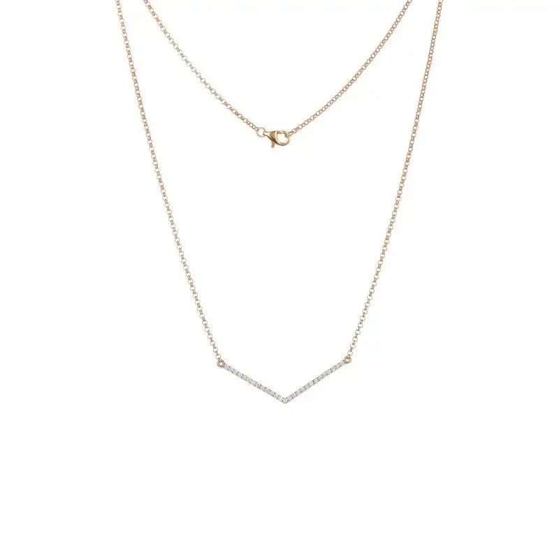 Trendy V - shaped Rose Gold Diamond Necklace