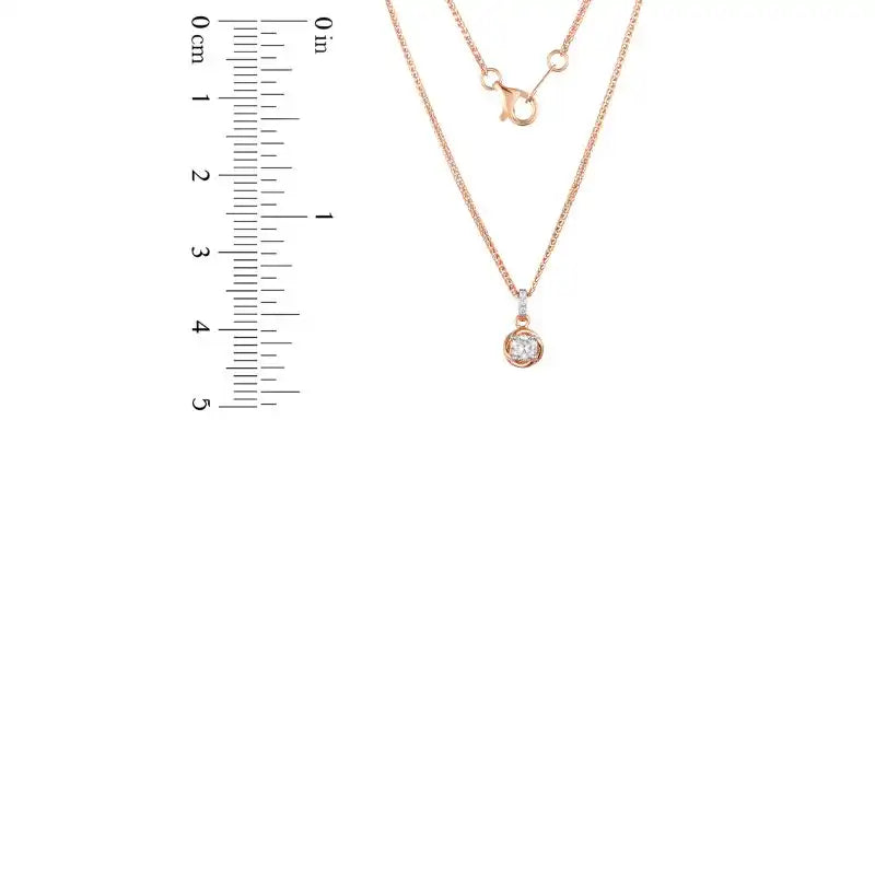 18K Rose Gold Diamond Necklace with 4 Diamonds