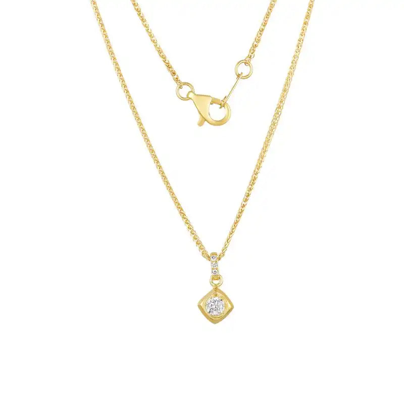 18K Yellow Gold Diamond Necklace with 4 Diamonds