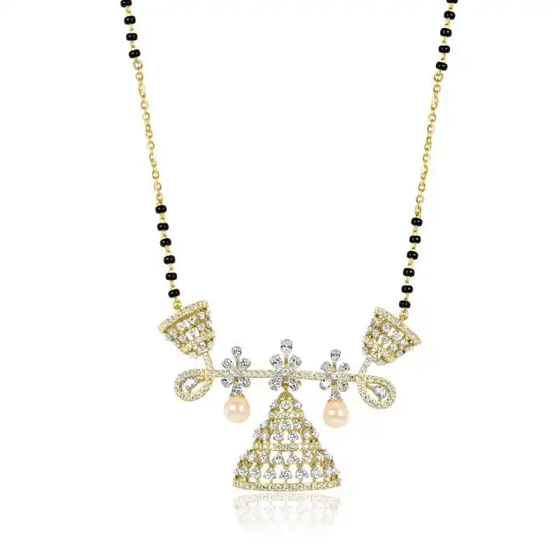 Elegant 18K Yellow Gold Diamond Mangalsutra Necklace for Timeless Appeal