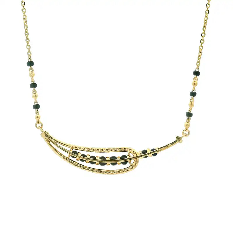 Ornate 18K Yellow Gold Diamond Mangalsutra Necklace for Everyday Wear