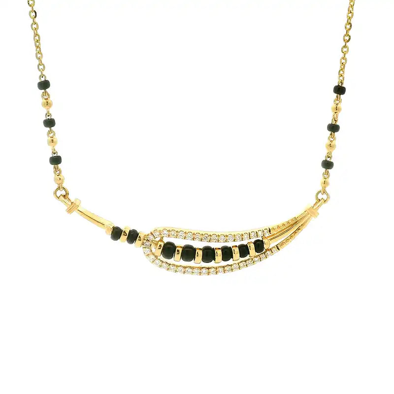 Ornate 18K Yellow Gold Diamond Mangalsutra Necklace for Everyday Wear