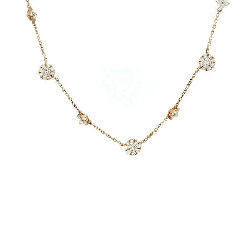 Elegant Floral Rose Gold Diamond Necklace
