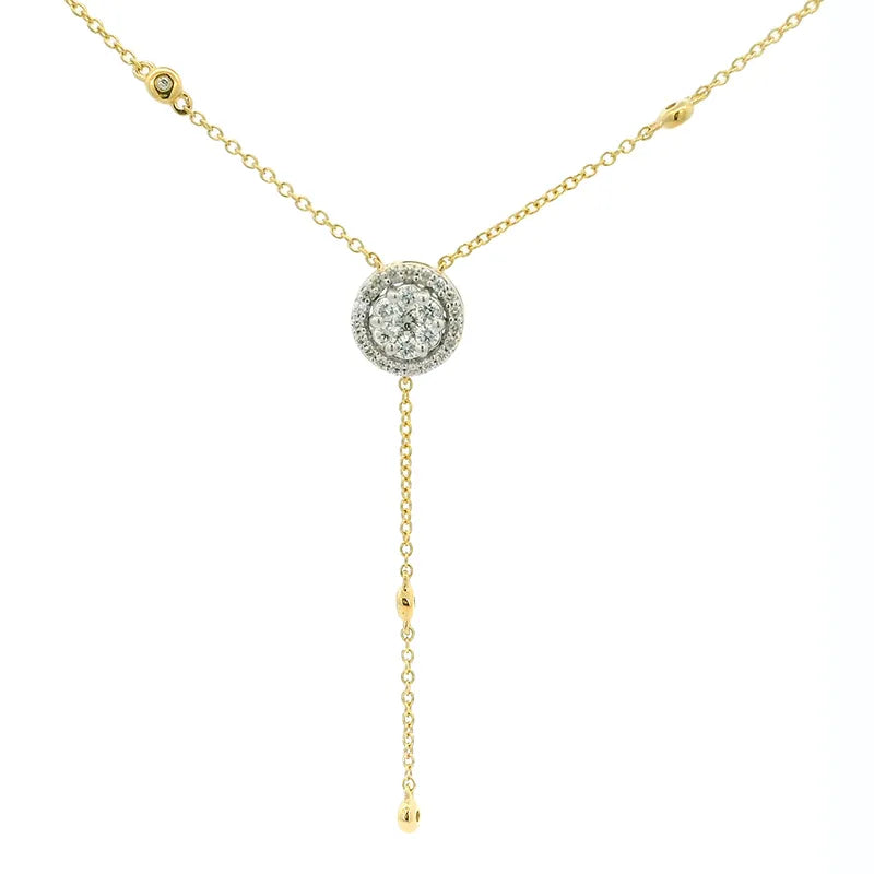 Lariet style necklace in 18k yellow gold and diamonds