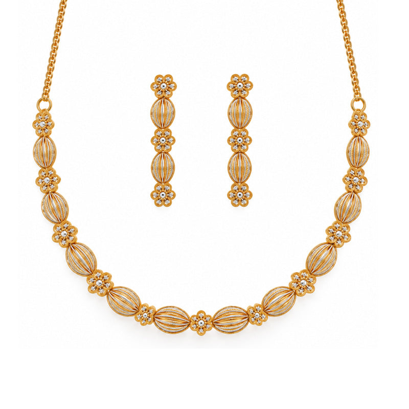 22K Gold Necklace and Earrings Set