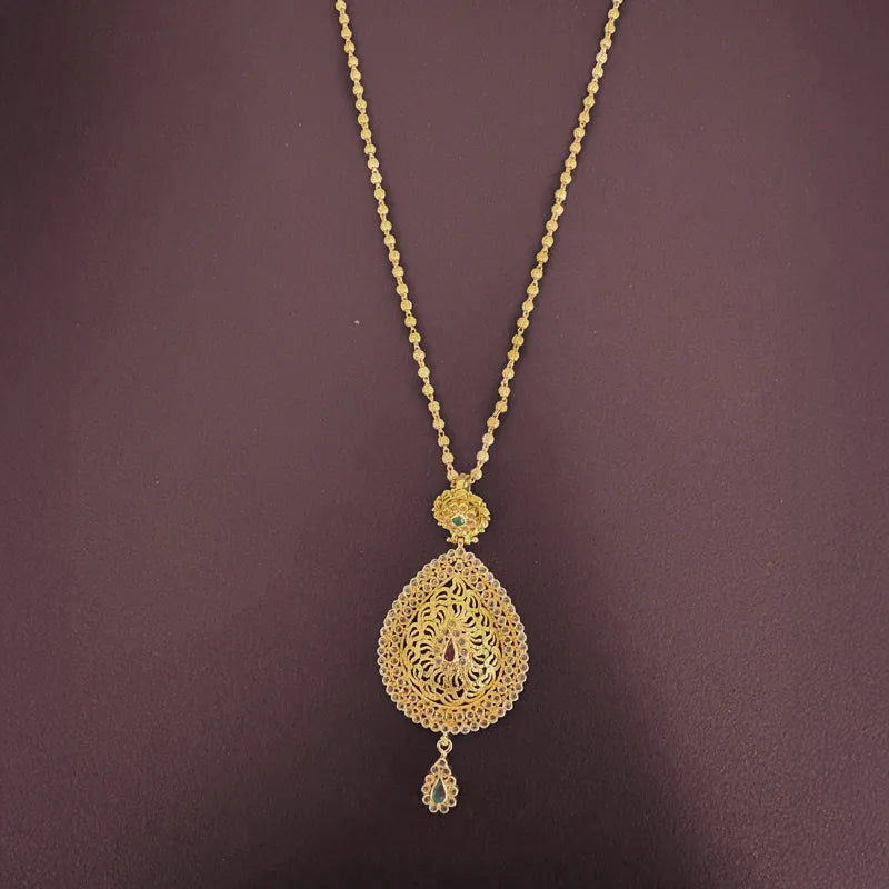 Elegant 22K Yellow Gold Necklace and Earrings Set with Sparkling CZ Accents
