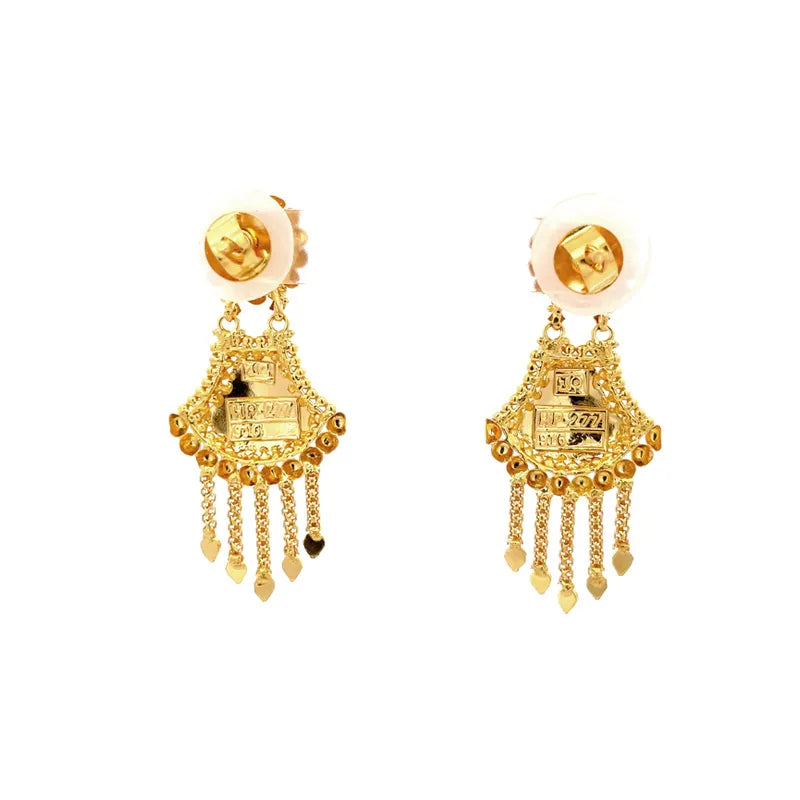 Elegant 22K Yellow Gold Minakari Necklace and Earrings Set for Women