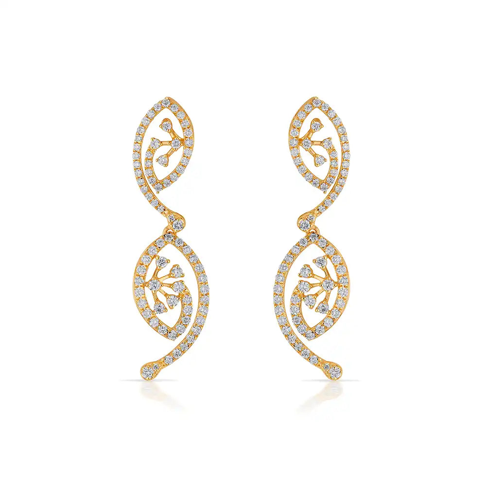 18K Yellow Gold & Diamond Ornate Spiral Necklace Set