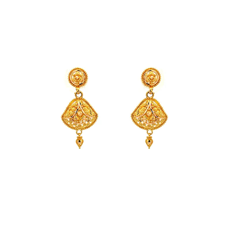 Classic Yellow Gold Chain Necklace with Earrings